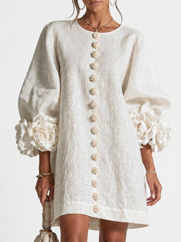 Cinzia | Vestido con flores en relieve