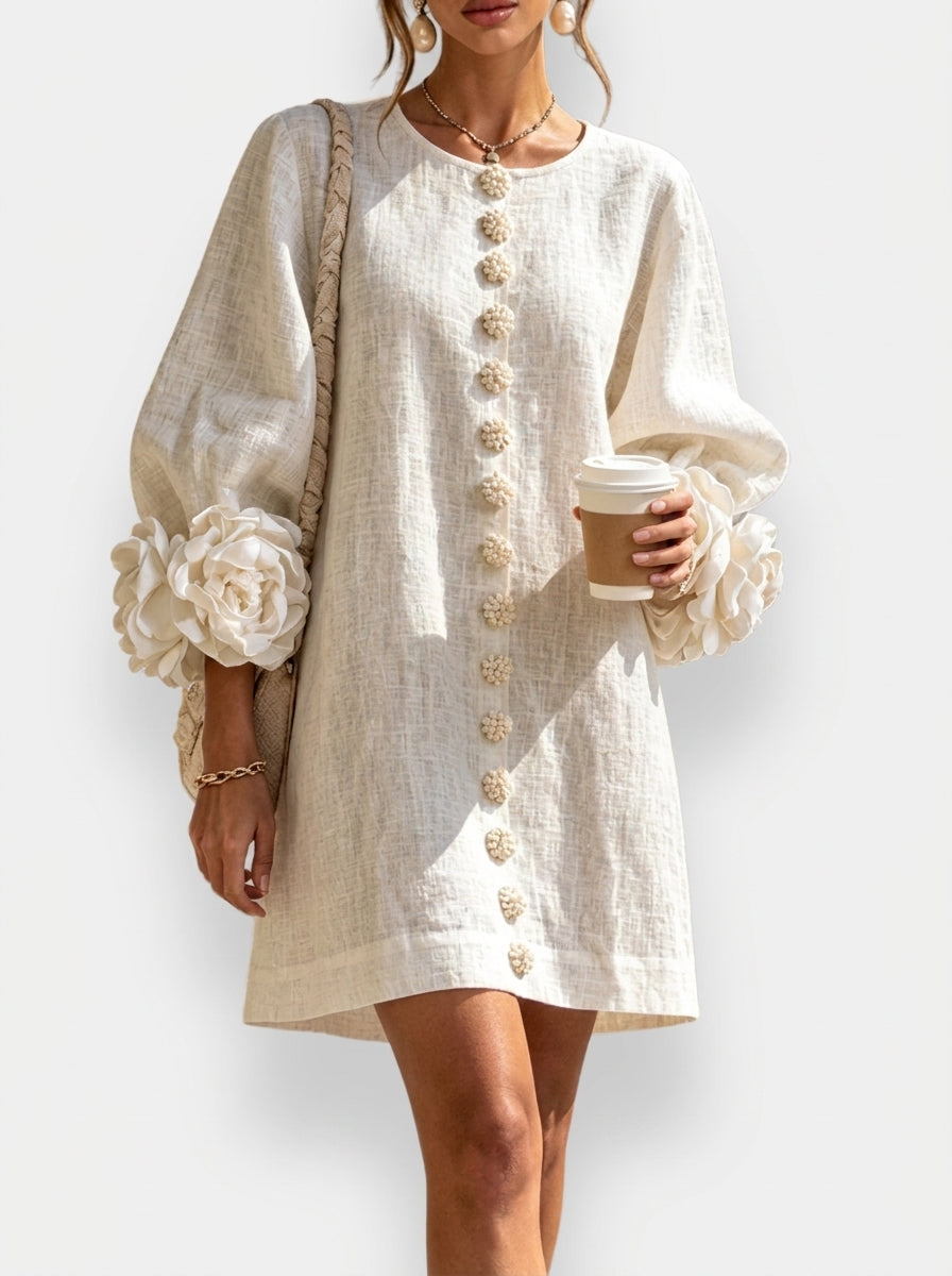 Cinzia | Vestido con flores en relieve