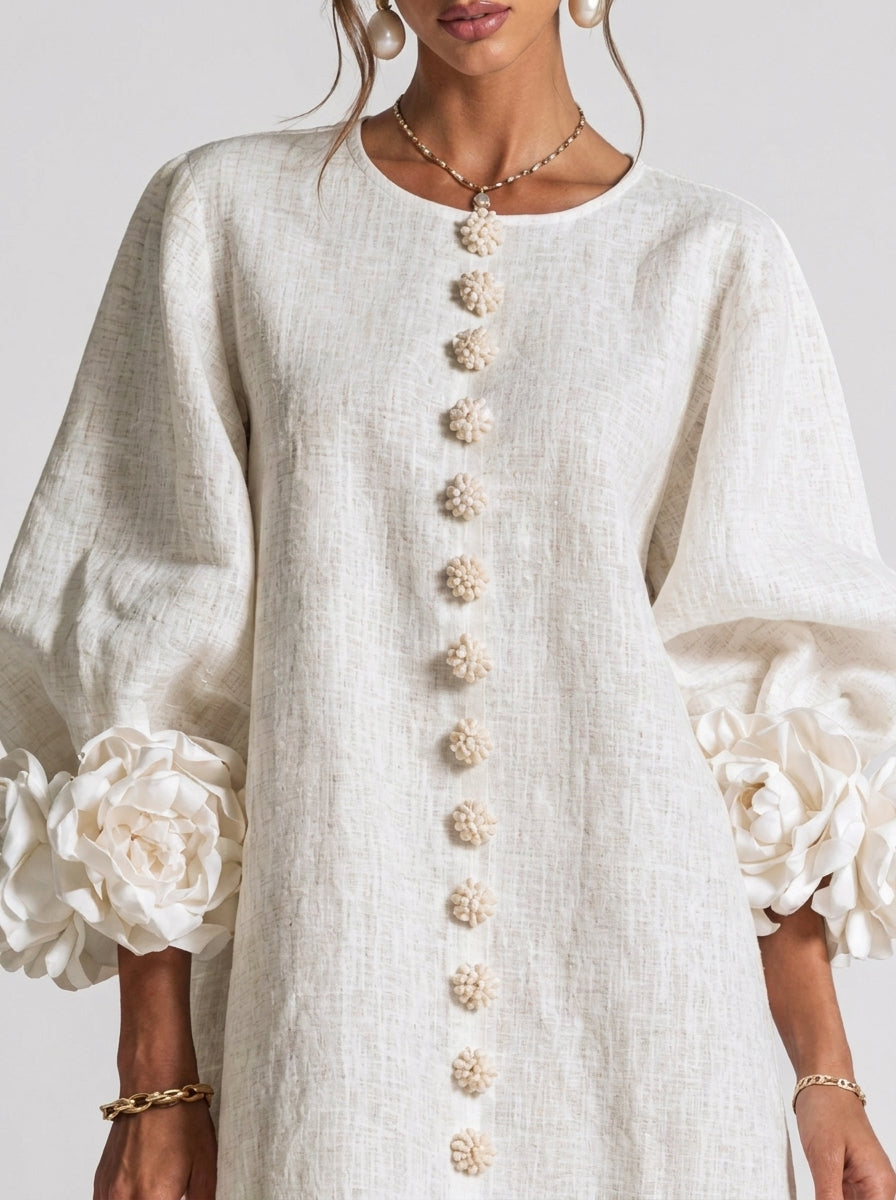 Cinzia | Vestido con flores en relieve