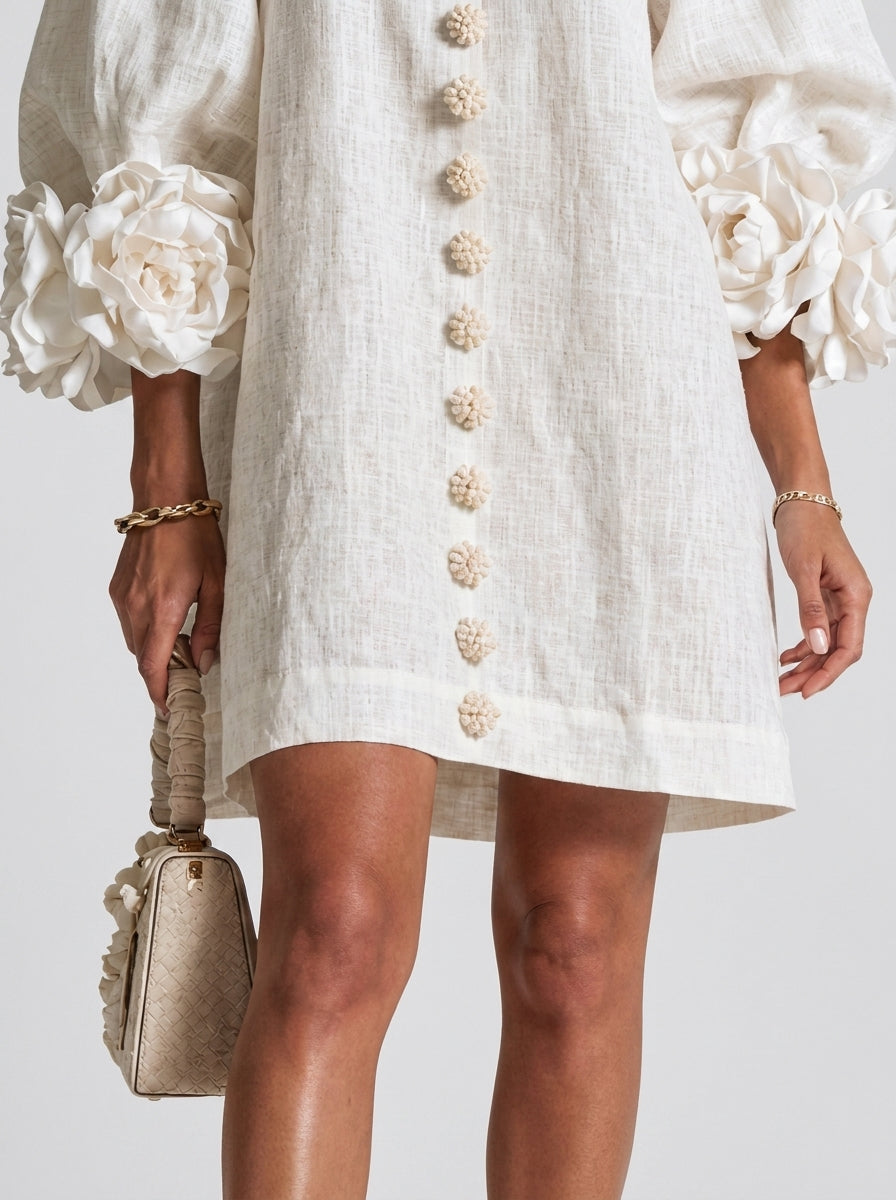 Cinzia | Vestido con flores en relieve