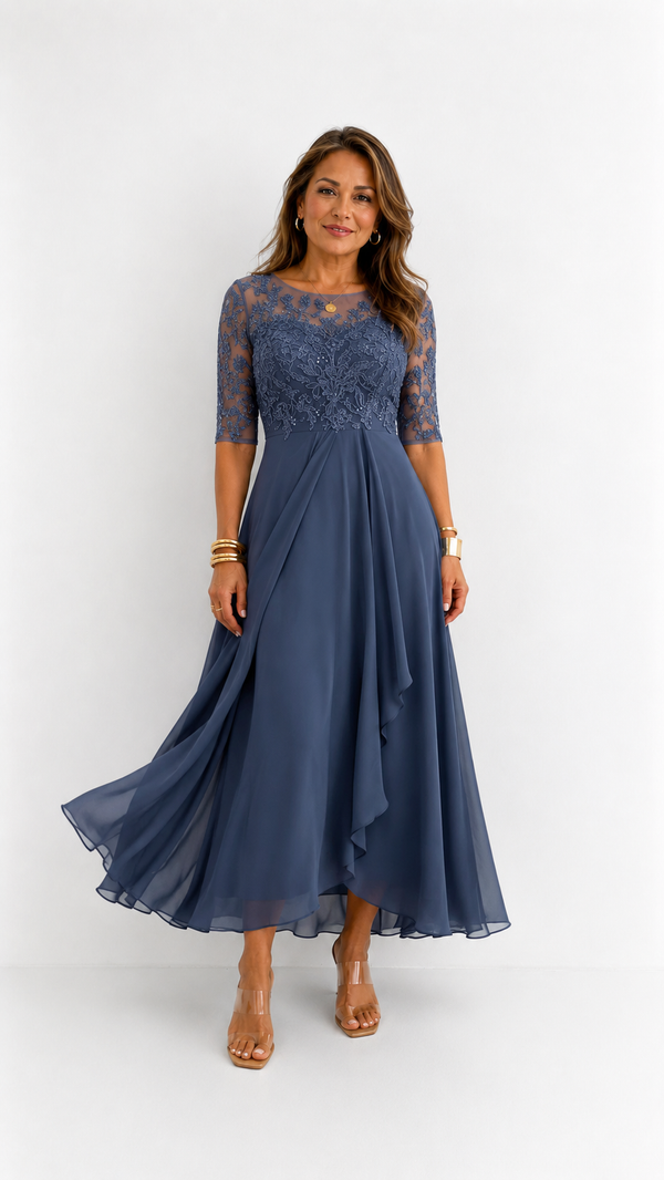 RHONDA | Vestido elegante de encaje - Azul Marino | Mar de Abril