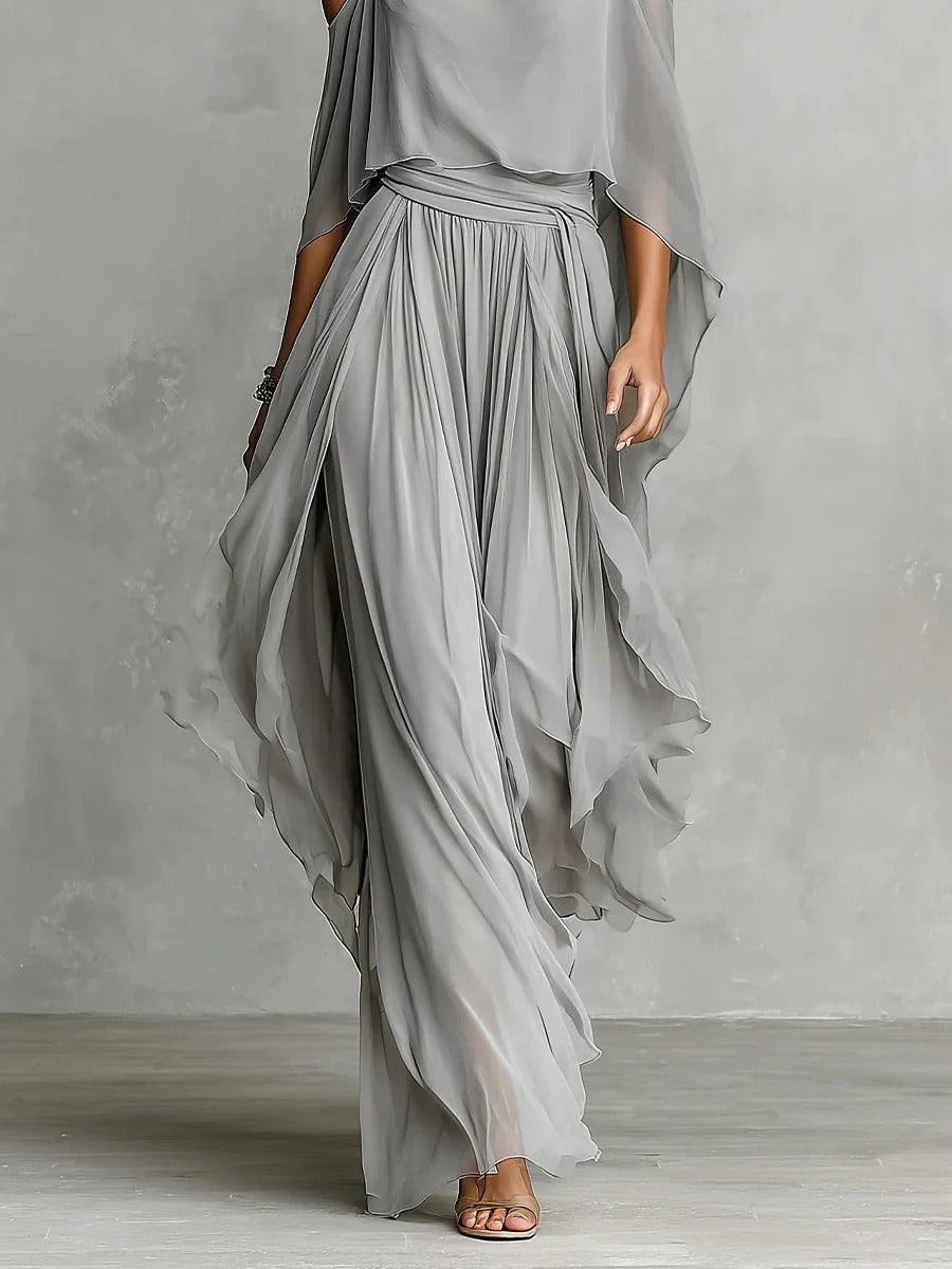 Renata | Conjunto fluido gris de dos piezas